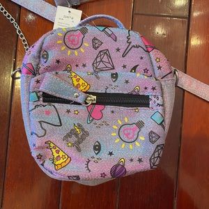claire’s purple glittery mini kids purse